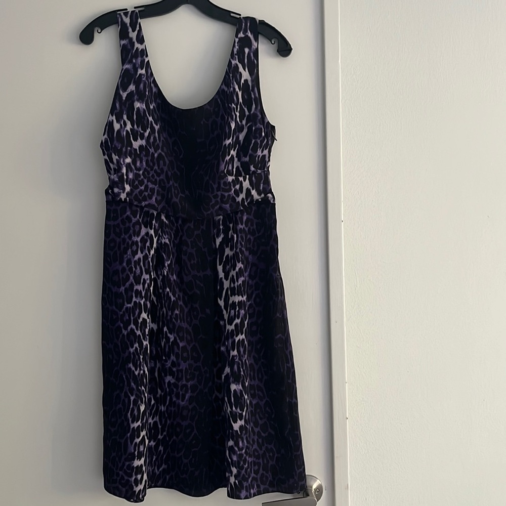 T Tahari purple leopard print dress